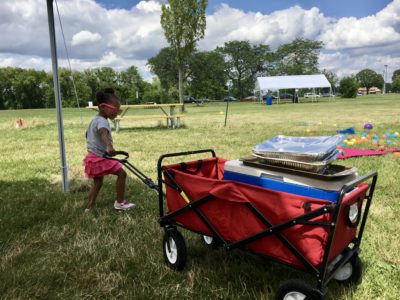My daughter was obsessed with pulling a fold-up utility cart that resembled a Radio Flyer wagon.