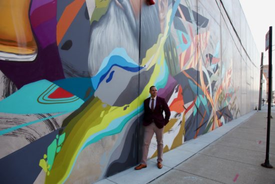 Practicing my modeling skills in front of the CH Distillery mural in Pilsen.
